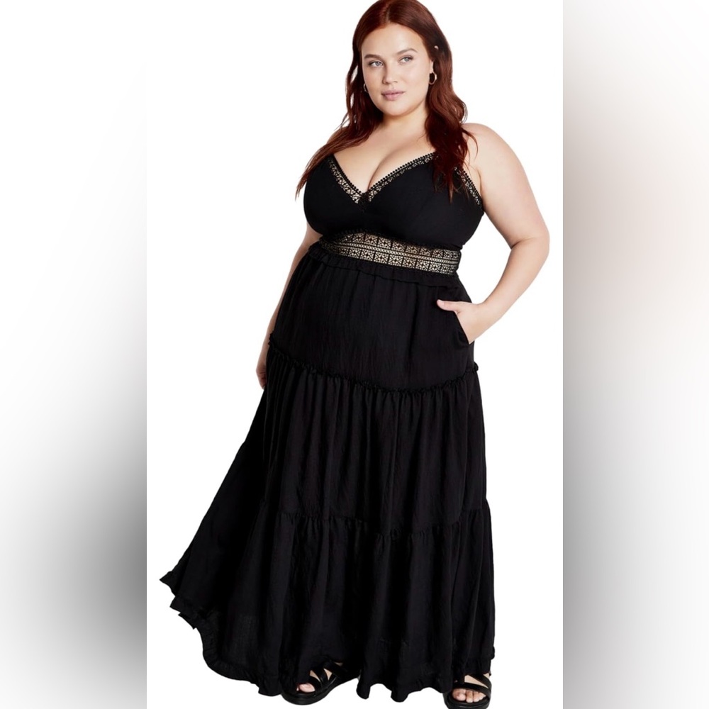 City Chic Elegant Black Maxi Dress NWT 16